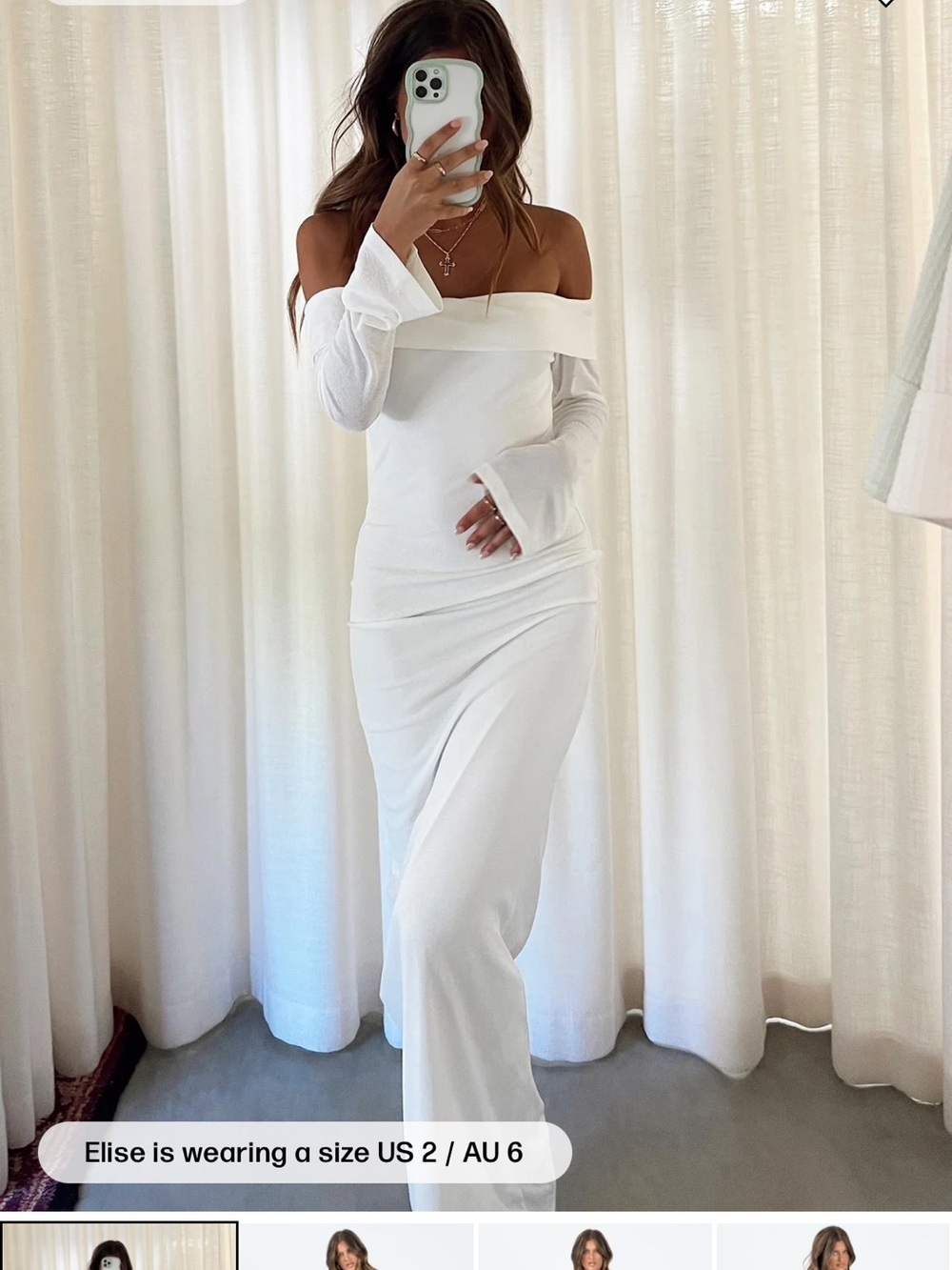 White/cream Long-Sleeve off shoulder maxi dress
